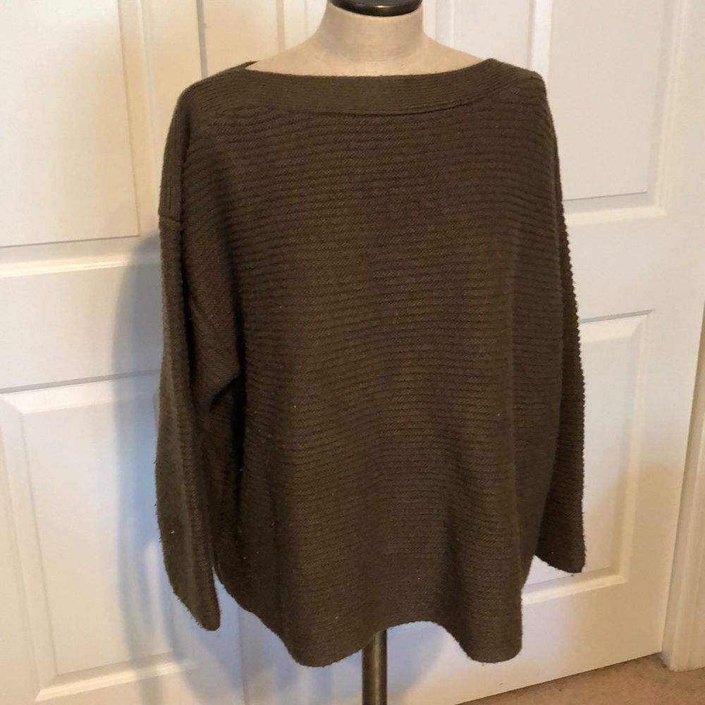 Lou & Grey Olive Green Ribbed Boatneck Sweater